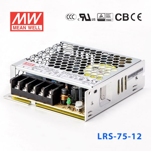 明纬电源LRS-75-12 72W 12V6A单路输出超薄型低空载损