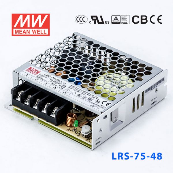 明纬电源LRS-75-48 76.8W 48V1.6A单路输出超薄型低空载