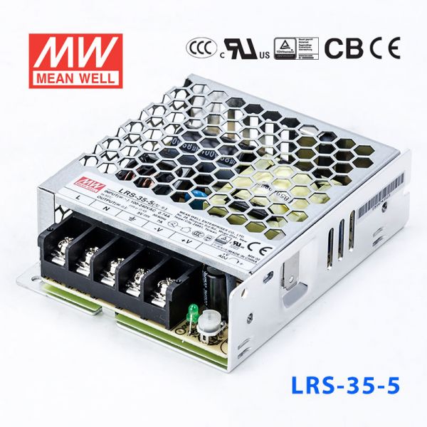 明纬电源LRS-35-5 35W 5V7A单路输出超薄型低空载损耗