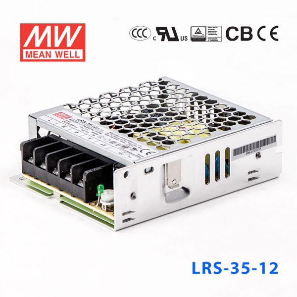 明纬电源LRS-35-12 36W 12V3A单路输出超薄型低空载损